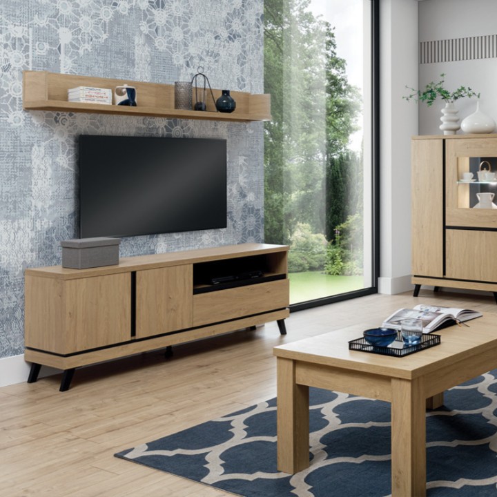 Slim Display Cabinet with Glass Doors | Modern Display Unit