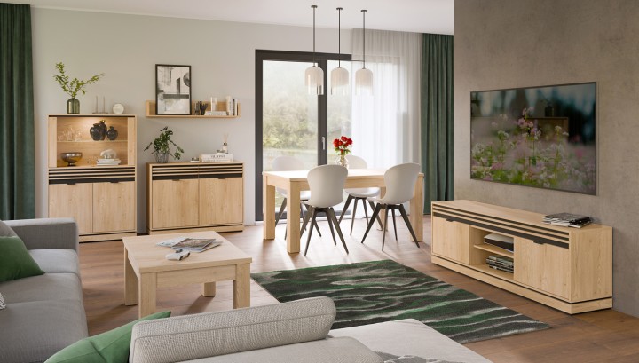 Ferro TV Bench in White & Oak | Modern TV Media Unit Ireland
