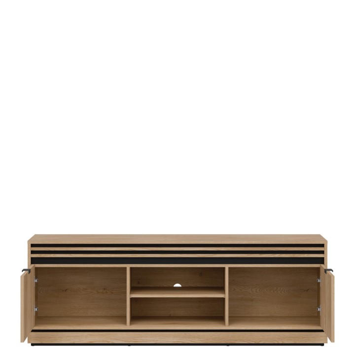 Ferro TV Bench in White & Oak | Modern TV Media Unit Ireland