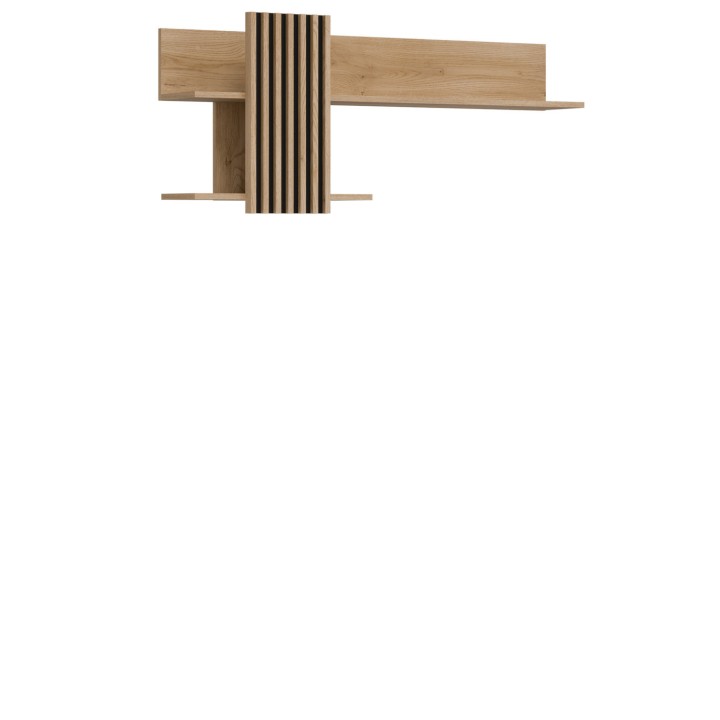FERRO Wall Shelf in Oak & Black | Modern Decorative Shelf