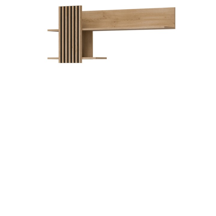 FERRO Wall Shelf in Oak & Black | Modern Decorative Shelf