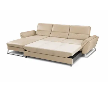 Corner Sofa Bed With Storage in Beige