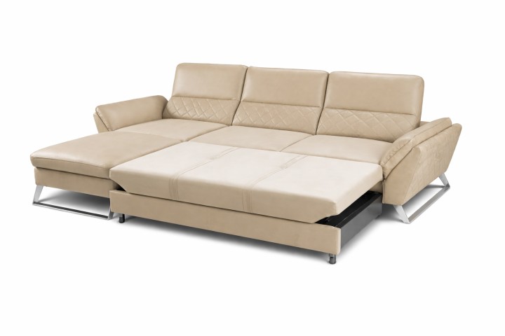 Corner Sofa Bed With Storage in Beige