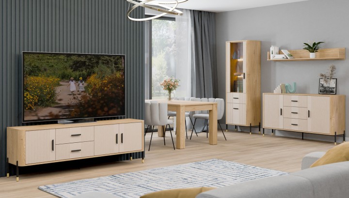 Modern Bedside Table with Drawers – Dante Cashmere & Oak