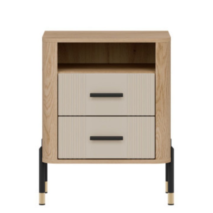 Modern Bedside Table with Drawers – Dante Cashmere & Oak