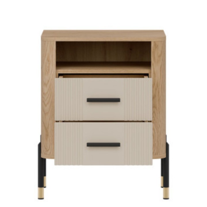 Modern Bedside Table with Drawers – Dante Cashmere & Oak