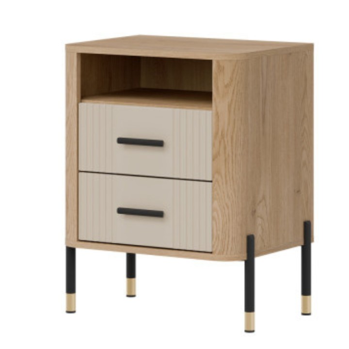 Modern Bedside Table with Drawers – Dante Cashmere & Oak