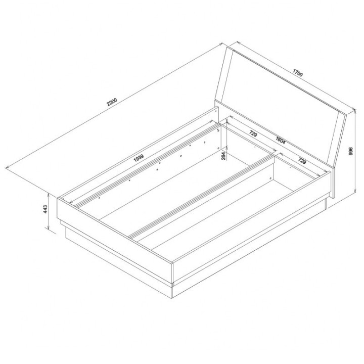 York 4ft6 Double Bed with Storage | Oak & Graphite Ireland