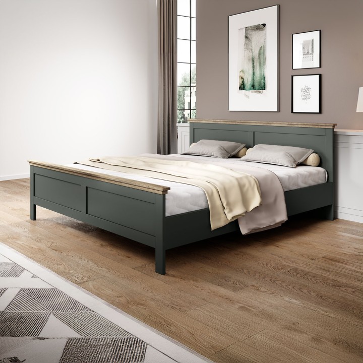 Eva Double Bed 5ft Green & Oak | Beds Limerick | J&B