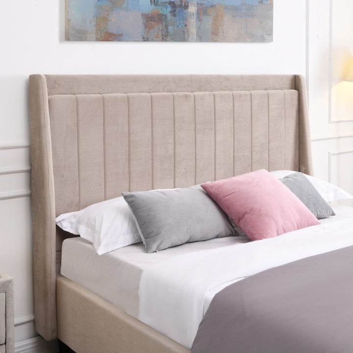 Mayo Double Bed 4Ft6 Beige Fabric | Modern Bed Frame
