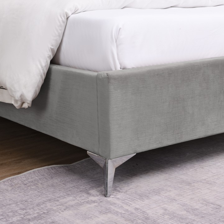 Mayo Double Bed 4Ft6 Grey Fabric | Modern Bed Frame