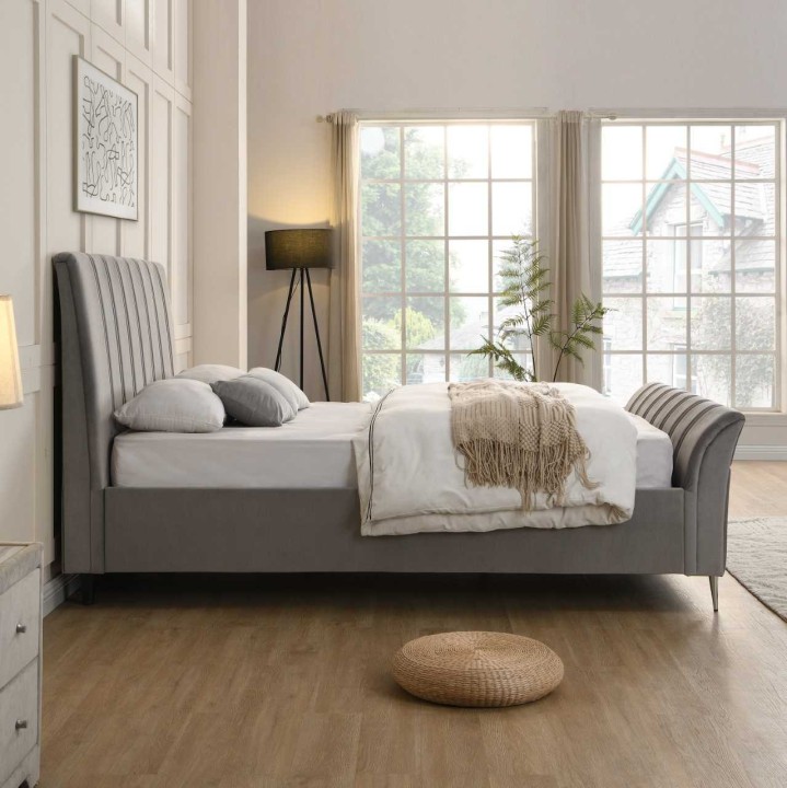 Leitrim King Size 5Ft Grey Fabric | Modern Bed Frame
