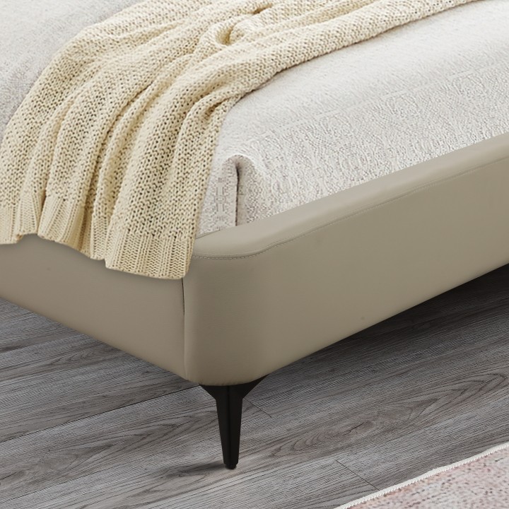 Antrim Double Bed 4Ft6 Beige Faux Leather | Modern Bed
