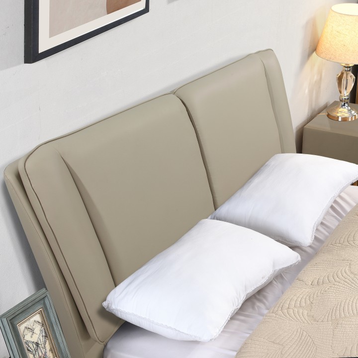 Antrim King Size Bed 5Ft Beige Faux Leather | Modern Bed