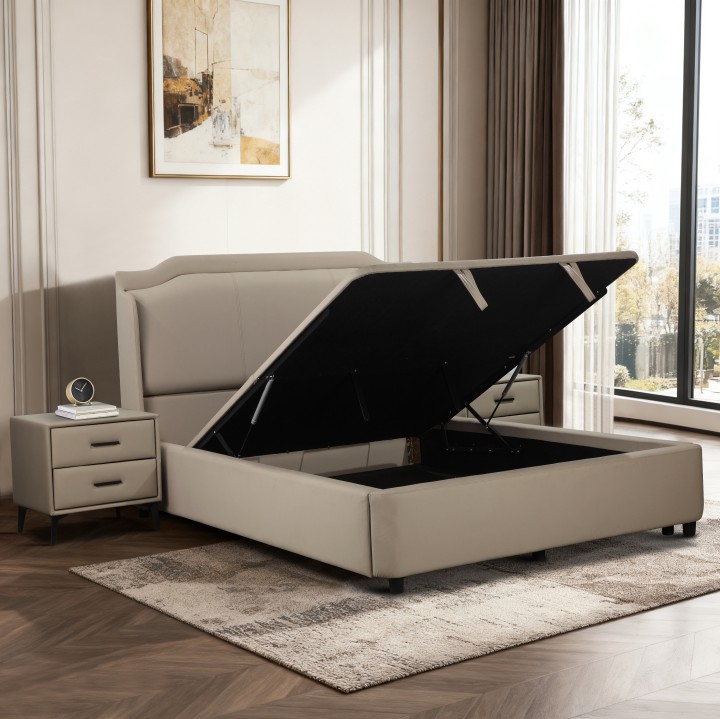 Tipperary Super King Size Bed 6Ft Otoman | Beige Storage Bed
