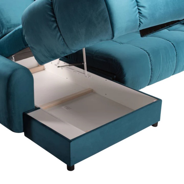 Comfortable Corner Sofa Bed with Storage Emerald|Bullet Sofa