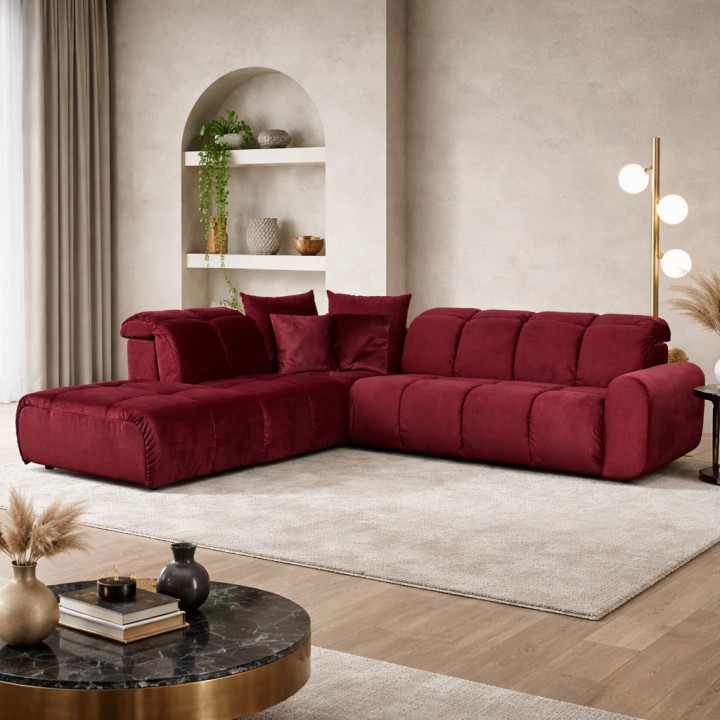 Bullet Corner Sofa Bordeaux | Modern Comfortable Sofa