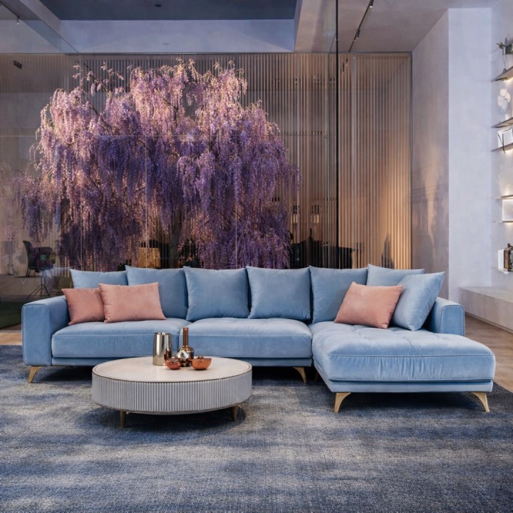 Blue Corner Sofa Belavio | Luxury Modern Sofa Ireland