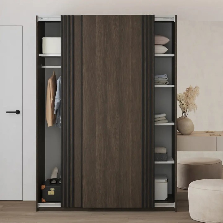 Modern Sliding Door Wardrobe Oak Dunin Brown – J&B Furniture