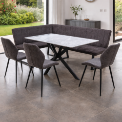 Bardo Corner Bench Charcoal Fabric