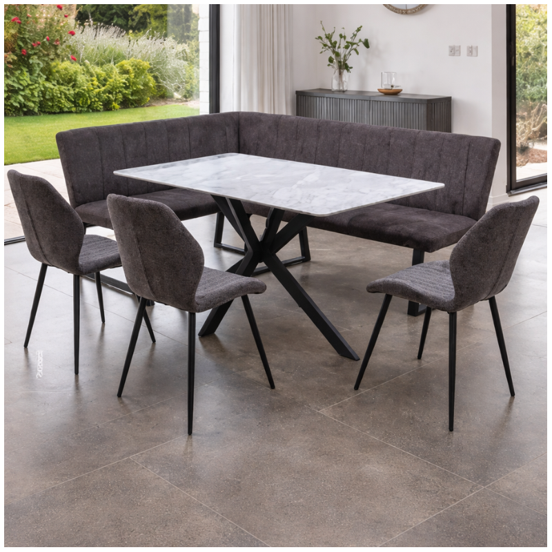 Bardo Corner Bench Charcoal Fabric