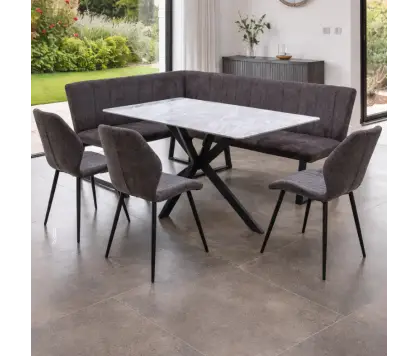 Bardo Corner Bench Charcoal Fabric