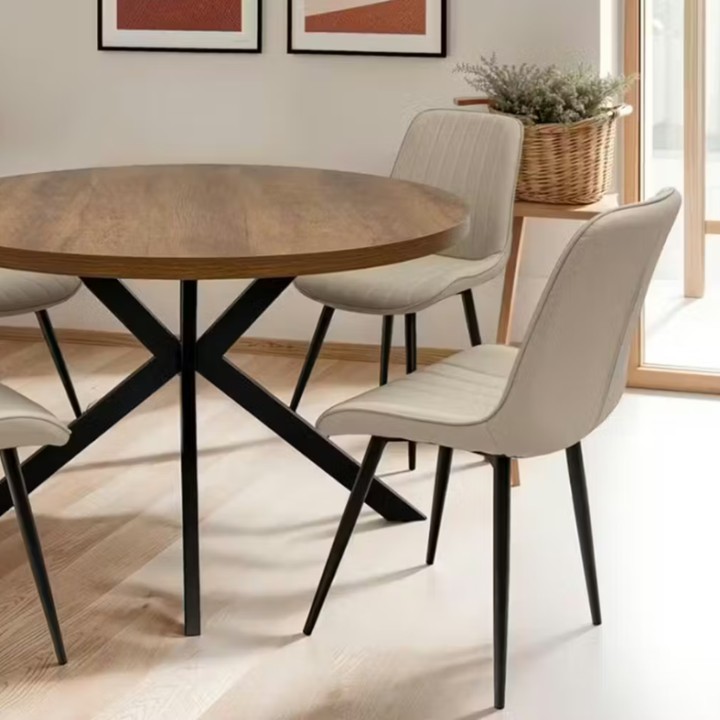 Modern Beige Dining Chair with Black Legs | J&B Furniture