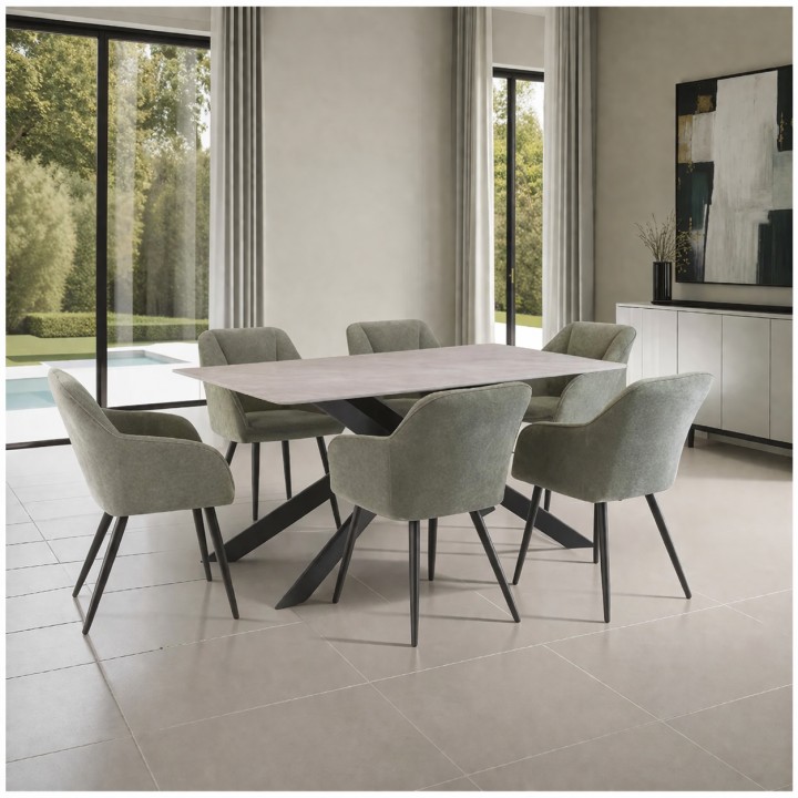 Camilla Dining Table Contemporary Grey X Leg - J&B Furniture