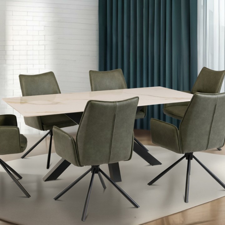 Cora Modern Dining Table 180CM Kass Gold - J&B Furniture
