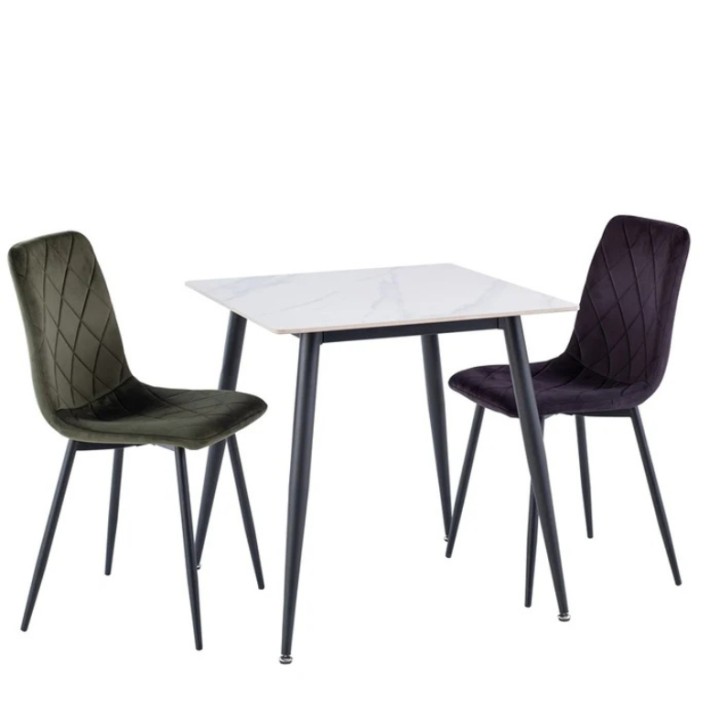 Small Dining Table Snow White Square Lavina Modern - J&B
