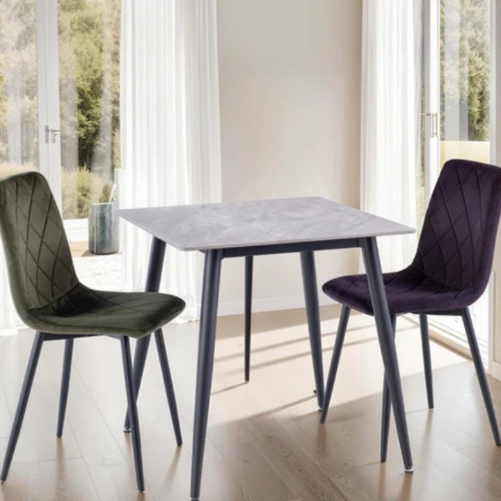 Small Dining Table Snow White Square Lavina Modern - J&B