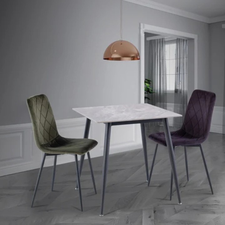 Small Dining Table Snow White Square Lavina Modern - J&B