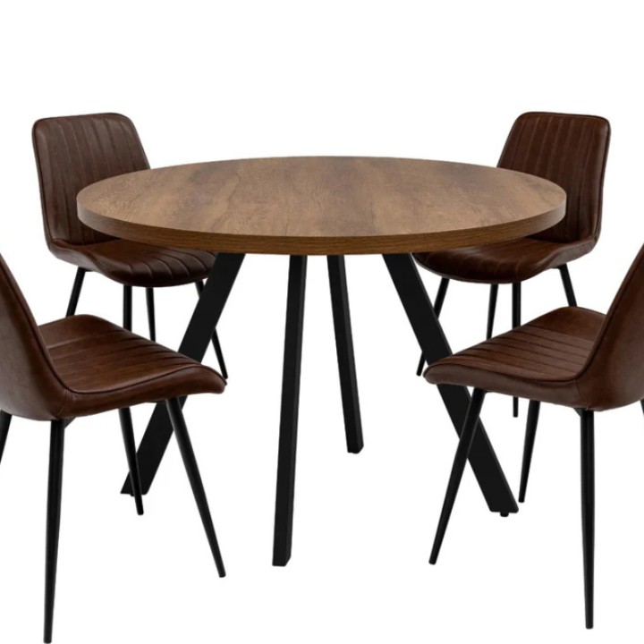 Panama Round Dining Table Dark Oak 1.1m  |J&B
