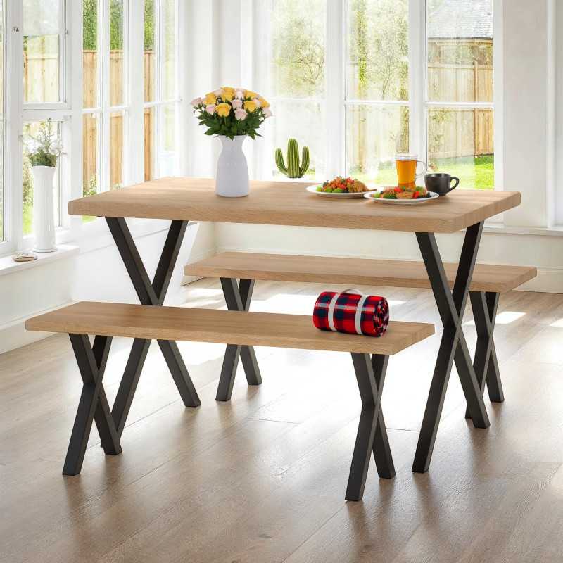 BUXTON DINING BENCH SET – TABLE AND BENCHES