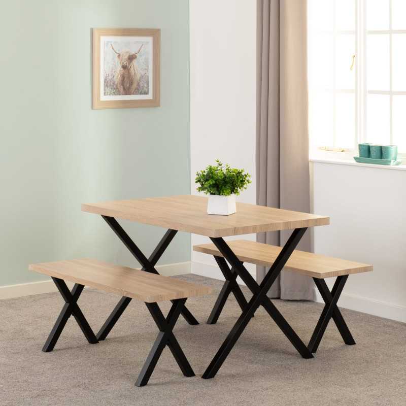 BUXTON DINING BENCH SET – TABLE AND BENCHES