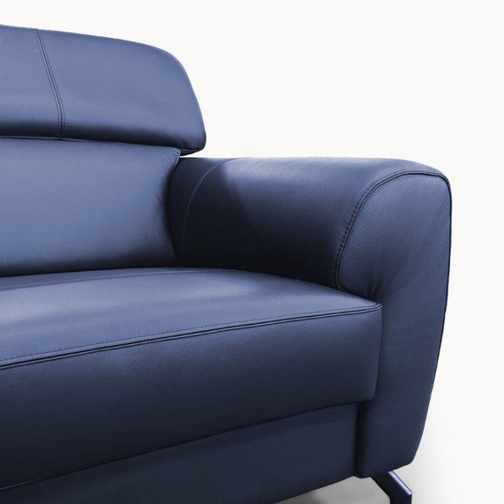 Bespoke Compass 2.5 Seater Sofa in Blue Italian Leather| J&B