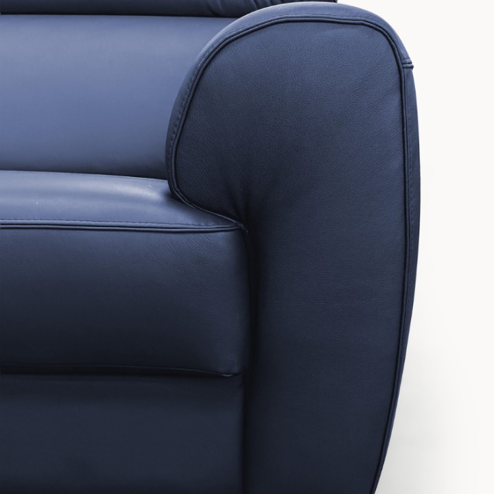 Bespoke Compass 2.5 Seater Sofa in Blue Italian Leather| J&B