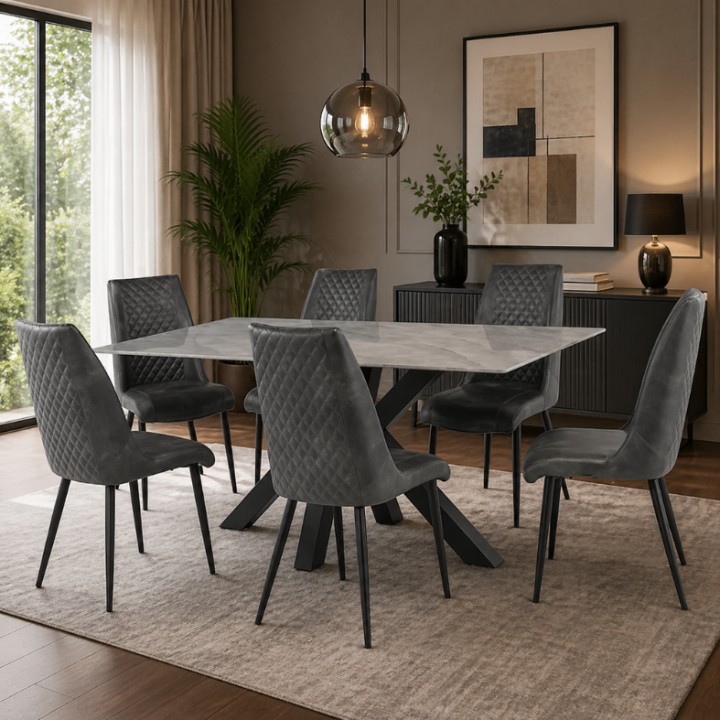 Cora Dining Table Sintered Stone Grey - J&B Furniture