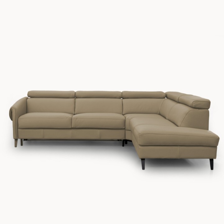 Bergamo Corner Sofa Bed in Beige Italian Leather | J&B