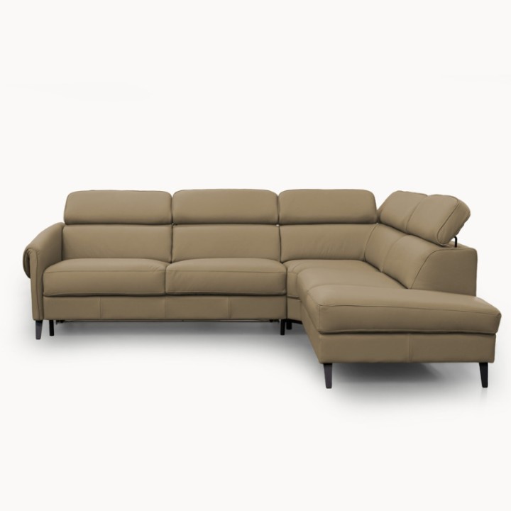 Bergamo Corner Sofa Bed in Beige Italian Leather | J&B
