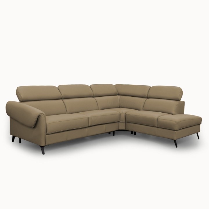Bergamo Corner Sofa Bed in Beige Italian Leather | J&B