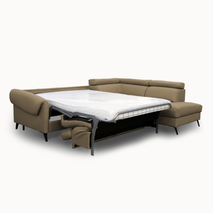 Bergamo Corner Sofa Bed in Beige Italian Leather | J&B