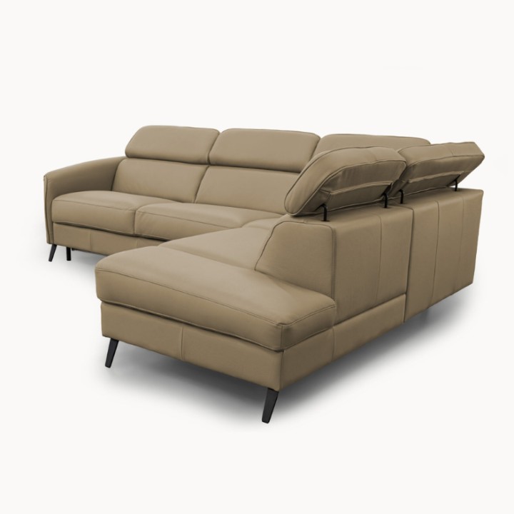 Bergamo Corner Sofa Bed in Beige Italian Leather | J&B