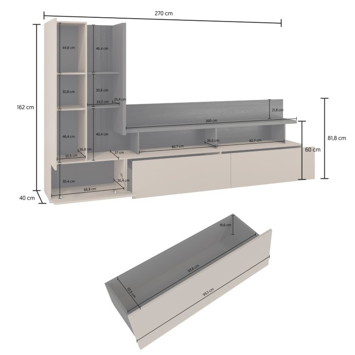 Serio Wall Unit cashmere | J&B Furniture Ireland