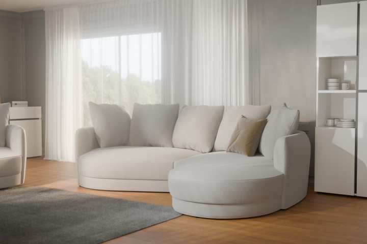 Ciri Rounded Beige Corner Sofa