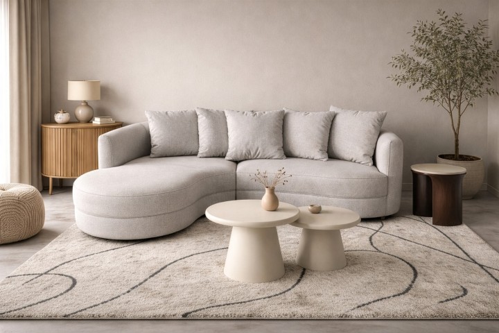 Ciri Rounded Beige Corner Sofa