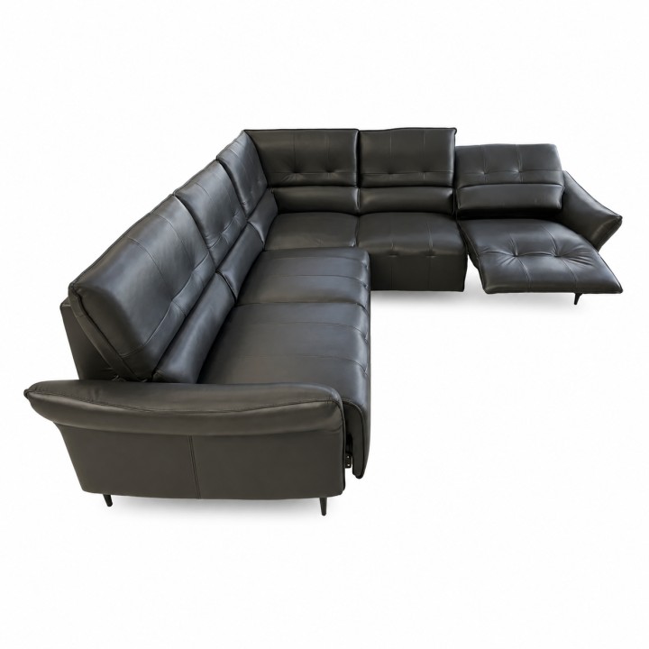 Boss Corner Sofa Bed Italian Black Leather | J&B Furniture
