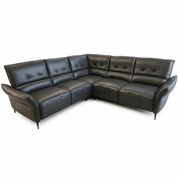 Boss Corner Sofa Bed Italian Black Leather | J&B Furniture