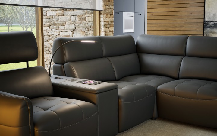 DAVOS  Comfortable Corner Sofa Bed with LED Lamp  - J&B