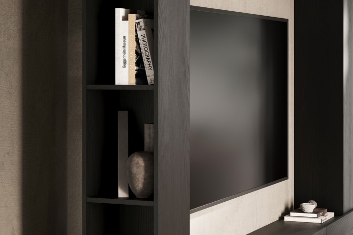 AURA Modern Media Wall – Stylish Graphite - J&B Furniture